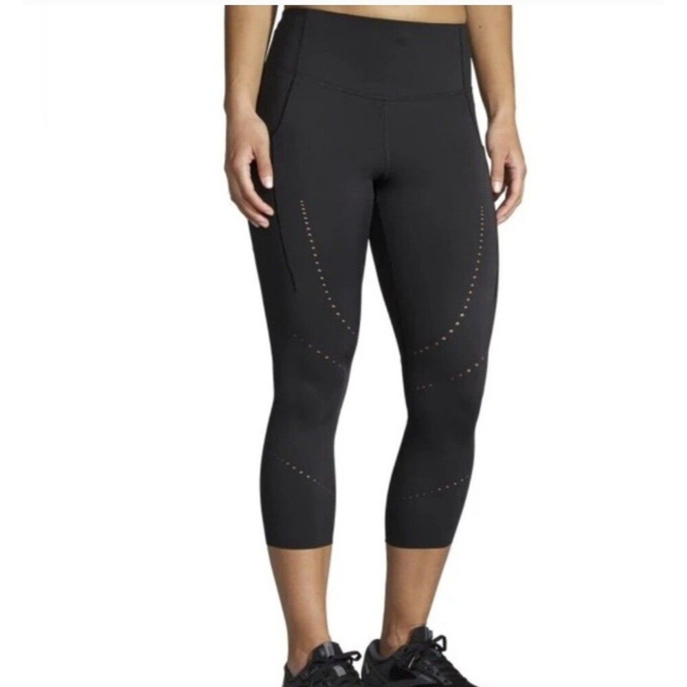 Brooks Method 3/4 Crop Tight Capri Running‎ Leggings Women's Black Size Small